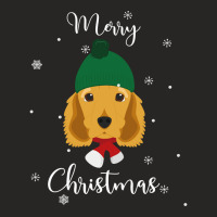 Cute Cocker Spaniel Merry Christmas Sweatshirt Ladies Fitted T-shirt | Artistshot