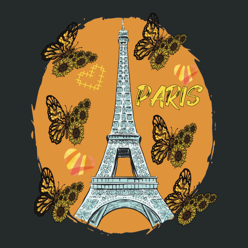 Love Paris Hearts Eiffel Tower Butterfly France Love French Long Sleev Women's Triblend Scoop T-shirt by cm-arts | Artistshot