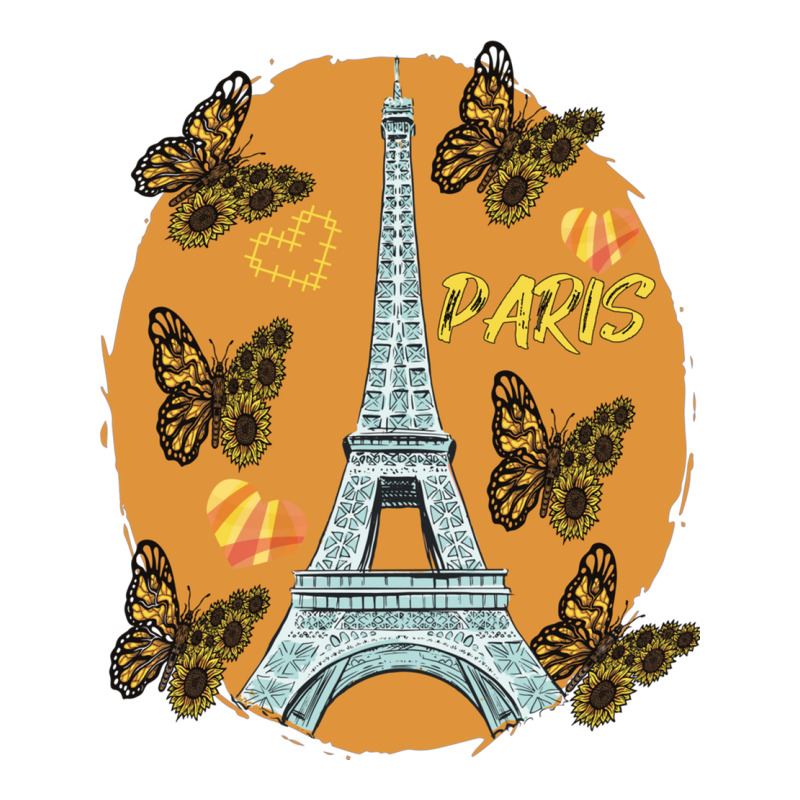 Love Paris Hearts Eiffel Tower Butterfly France Love French Long Sleev Crop Top by cm-arts | Artistshot