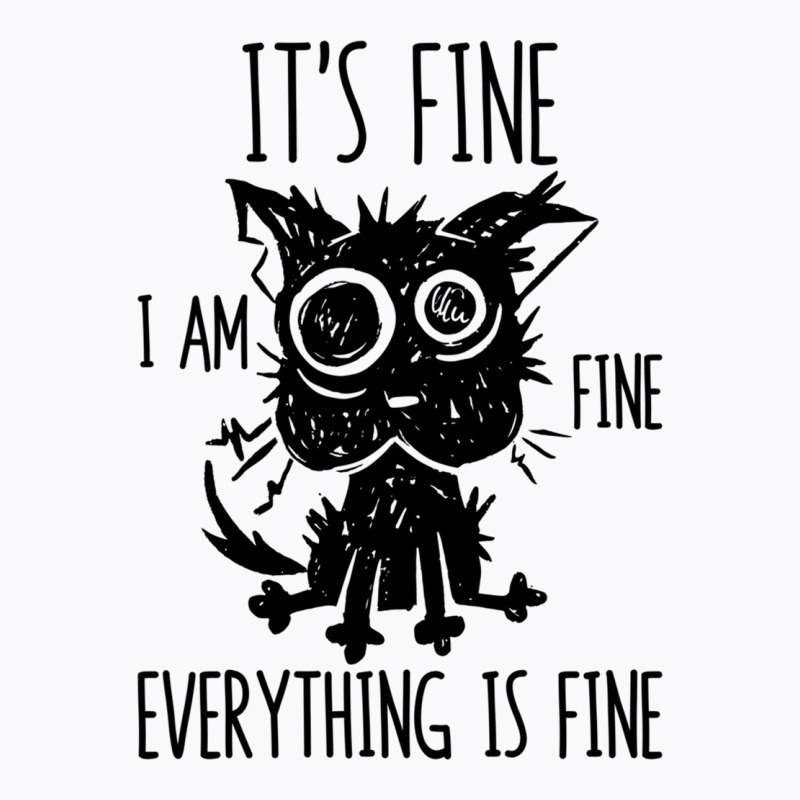 It's Fine I'm Fine Everything Is Fine Stressed Out Black Cat Long Slee T-Shirt by cm-arts | Artistshot