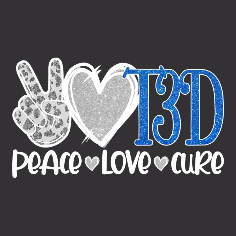 Peace Love Cure Type 3 Diabetes Awareness T3d Blue Ribbon Pullover Hoo Vintage Hoodie by cm-arts | Artistshot