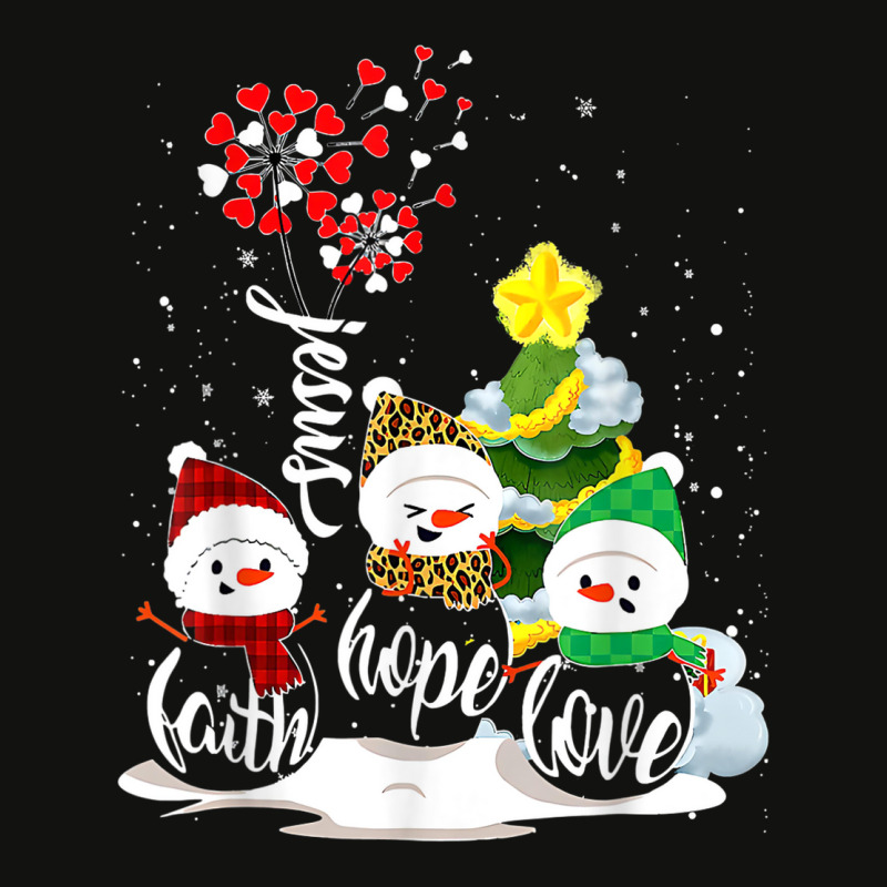 Faith Hope Love Snowman Jesus Dandelion Christian Christmas Scorecard Crop Tee by Queens | Artistshot