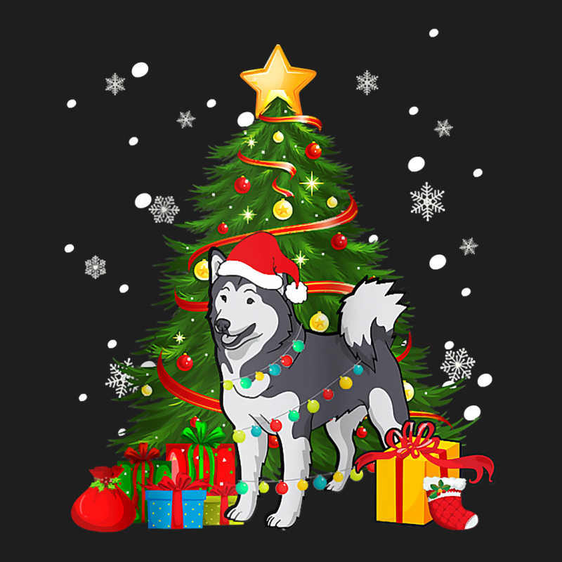 Santa Reindeer Alaskan Malamute Christmas Tree Lights Dog Raglan Baseb Classic T-shirt | Artistshot