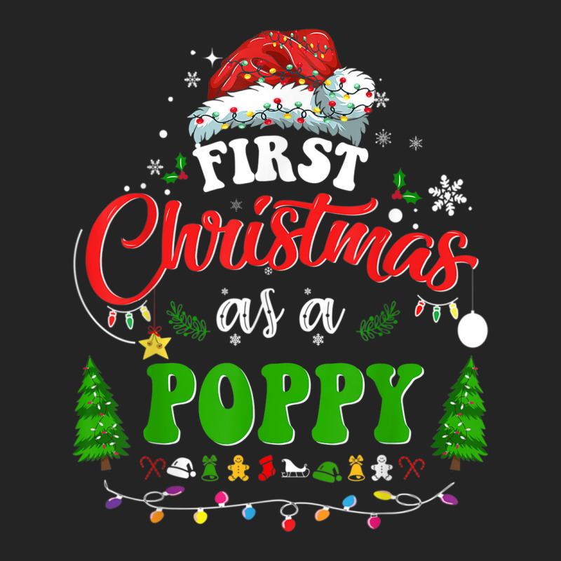 First Christmas As A Poppy Funny Holiday Santa Hat Groovy 3/4 Sleeve Shirt | Artistshot