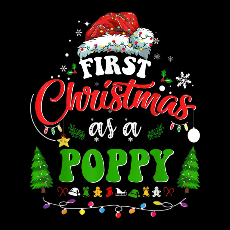 First Christmas As A Poppy Funny Holiday Santa Hat Groovy Long Sleeve Shirts | Artistshot