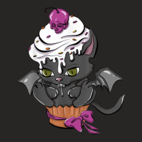 Halloween Scary Vampire Cat Bat Cupcake Halloween Clothing T Shirt Ladies Fitted T-shirt | Artistshot