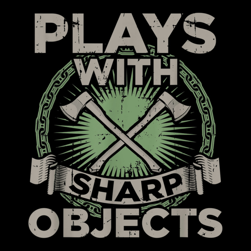 Funny Axe Throwing  Plays With Sharp Objects Ax Gift V-neck Tee | Artistshot