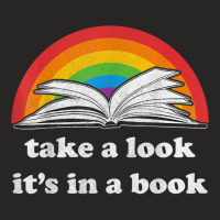 Take A Look It's In A Book Reading Vintage Retro Rainbow T Shirt Ladies Fitted T-shirt | Artistshot