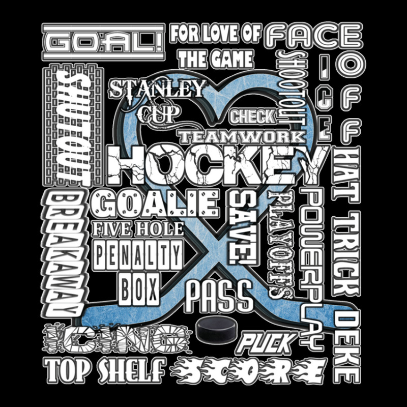 Ice Blue Heart Hockey Words Pocket T-Shirt by cm-arts | Artistshot