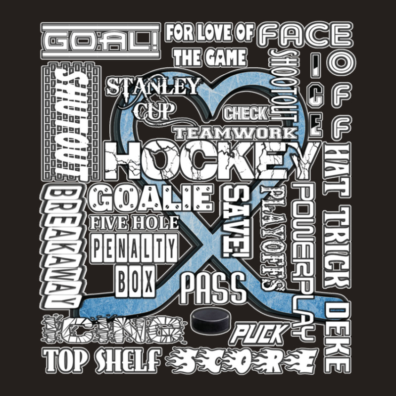 Ice Blue Heart Hockey Words Tank Top by cm-arts | Artistshot