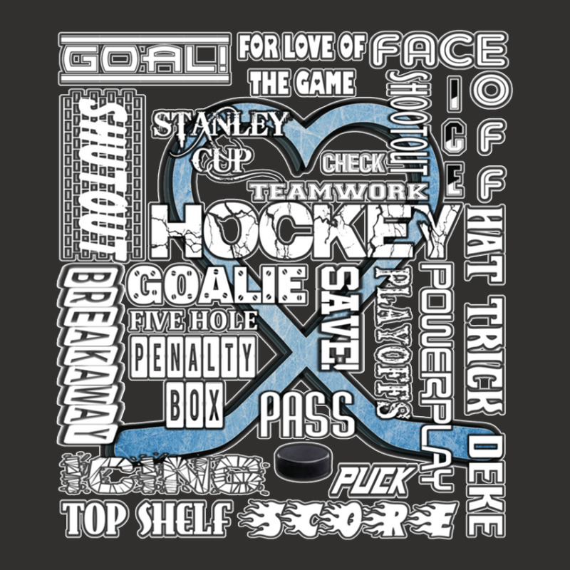 Ice Blue Heart Hockey Words Champion Hoodie by cm-arts | Artistshot