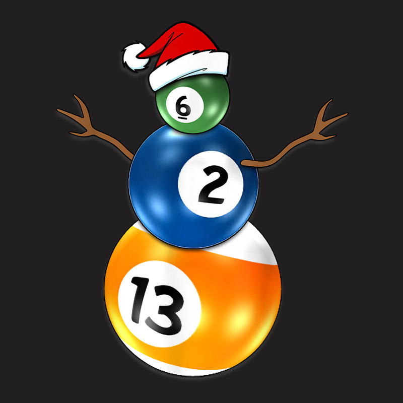 Billiards Christmas Snowman T Shirt With Pool Table Balls T-shirt | Artistshot