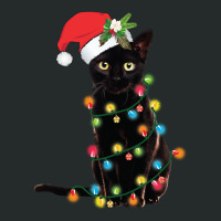 Black Cat Santa Tangled Up In Christmas Lights Sweatshirt Women's Triblend Scoop T-shirt | Artistshot