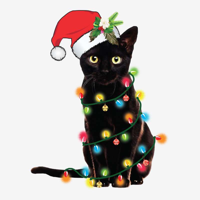 Black Cat Santa Tangled Up In Christmas Lights Sweatshirt Baby Bibs by cm-arts | Artistshot