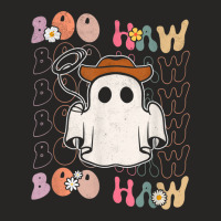 Scary Boo Haw Cowboy Cowgirl Western Groovy Ghost Halloween Ladies Fitted T-shirt | Artistshot