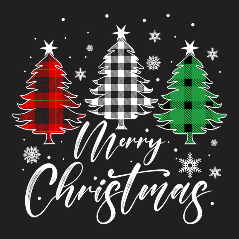 Merry Christmas Tree Buffalo Plaid Red White Green Light Top Long Slee T-shirt | Artistshot