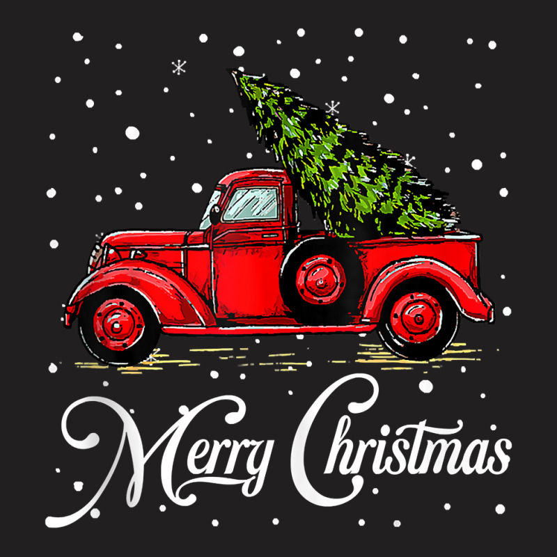 Merry Christmas Truck Red With Tree Xmas Pajama Funny Gifts Tank Top T-shirt | Artistshot