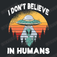 I Don't Believe In Humans Retro Alien Halloween Crewneck Sweatshirt | Artistshot