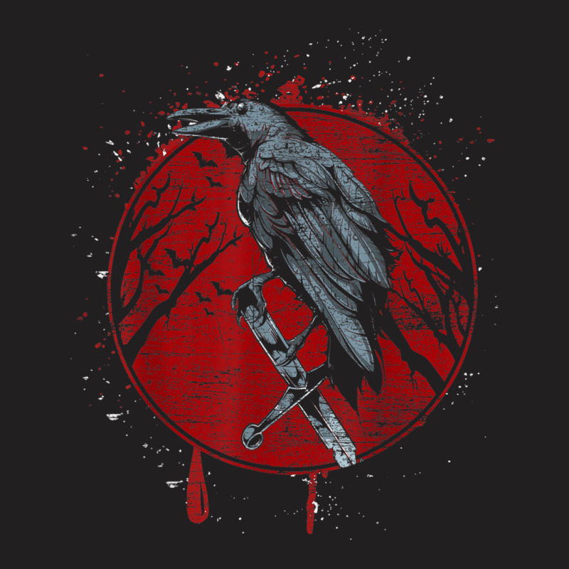 Halloween Raven Red Moon Spooky Night Crow T-shirt | Artistshot