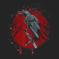 Halloween Raven Red Moon Spooky Night Crow 3/4 Sleeve Shirt | Artistshot