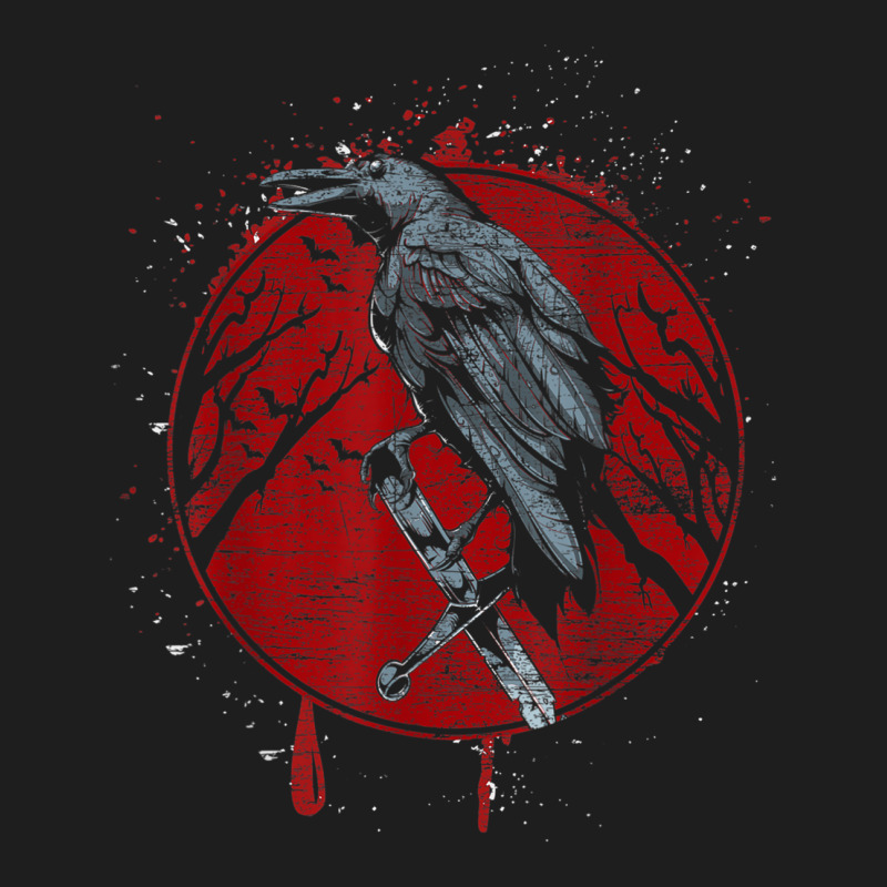 Halloween Raven Red Moon Spooky Night Crow Classic T-shirt | Artistshot