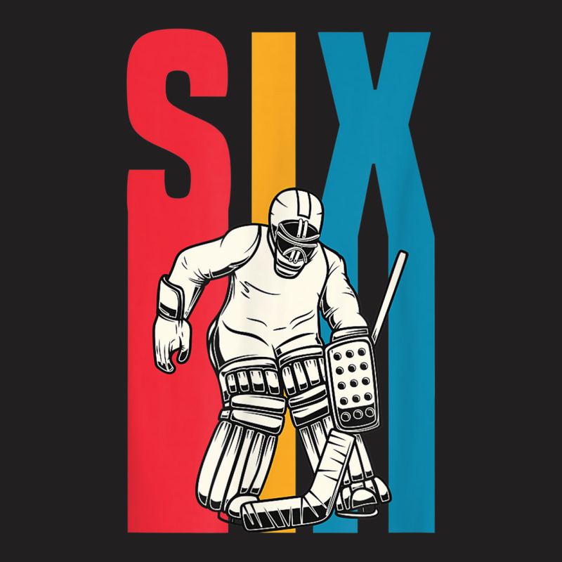 Retro 6 Year Old Ice Hockey Goalie 6th Birthday Party Supply T-shirt | Artistshot