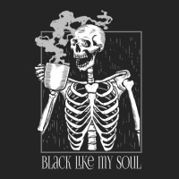 Black Like My Soul   Skeleton Drinking Coffee 3/4 Sleeve Shirt | Artistshot