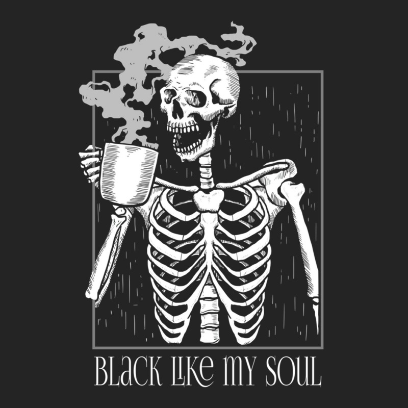 Black Like My Soul   Skeleton Drinking Coffee 3/4 Sleeve Shirt by DebraMartin | Artistshot