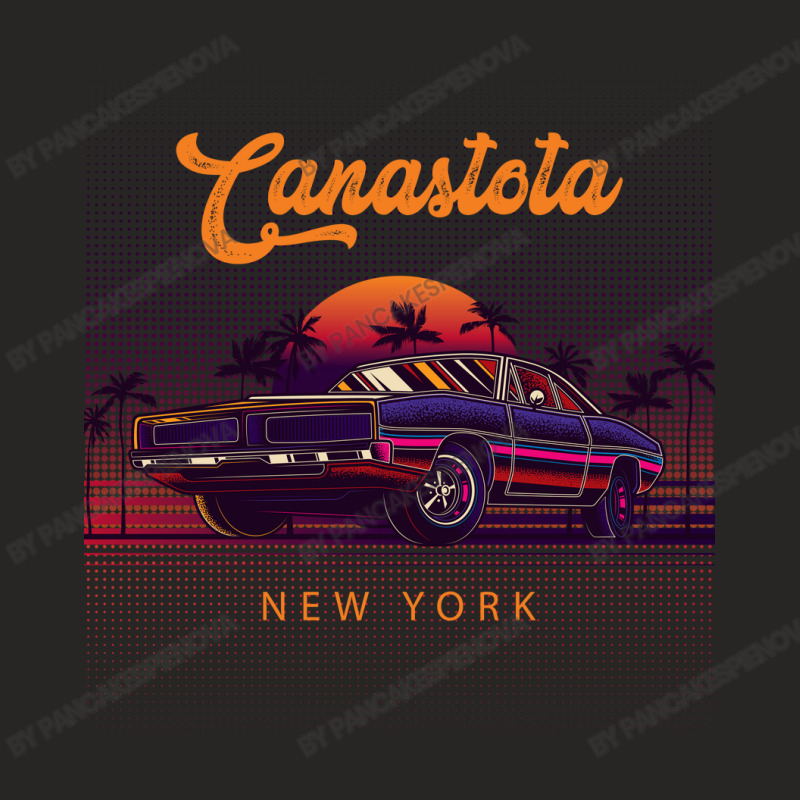 Canastota New York Retro Vintage 80s 90s Muscle Cars Retrowave Aesthet Ladies Fitted T-Shirt by pancakespienova | Artistshot