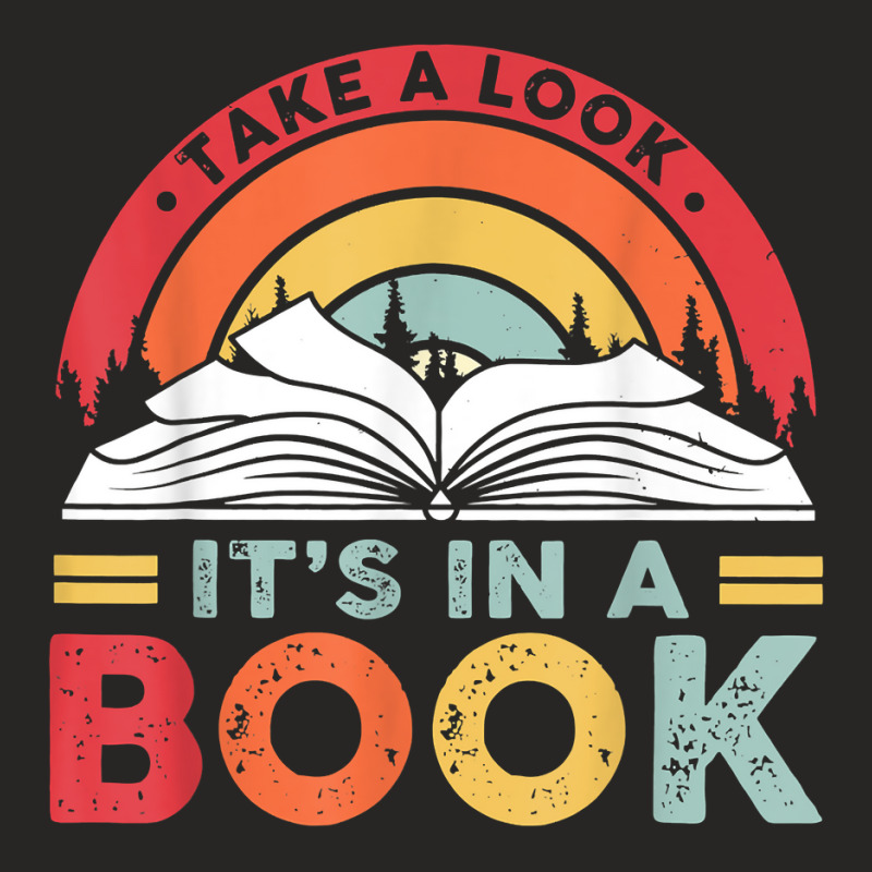 Take A Look It's In A Book Reading Vintage Retro Rainbow T Shirt Ladies Fitted T-Shirt by cm-arts | Artistshot