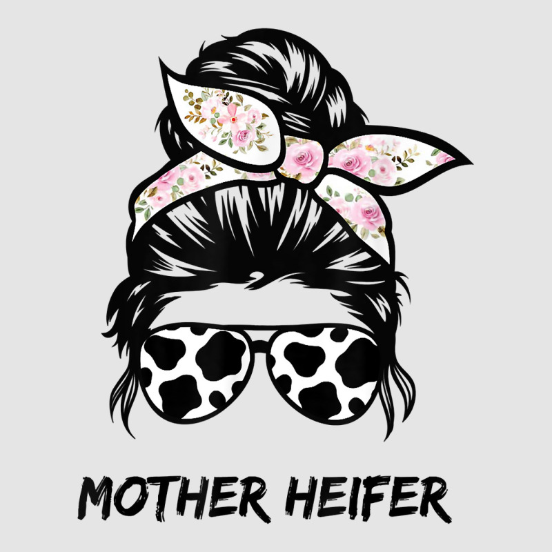 Mother Heifer Farmer Mom Cow Messy Bun Hair Bandana Cow T Shirt Medium-length Apron | Artistshot