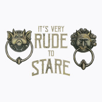 Womens It's Very Rude To Stare Labyrinth Door Knocker V Neck T Shirt T-shirt | Artistshot