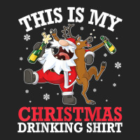 Reindeer Santa Drunk Beer Xmas This Is My Christmas Drinking T Shirt 3/4 Sleeve Shirt | Artistshot