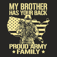 My Brother Has Your Back Proud Army Family Military Sibling Ladies Fitted T-shirt | Artistshot