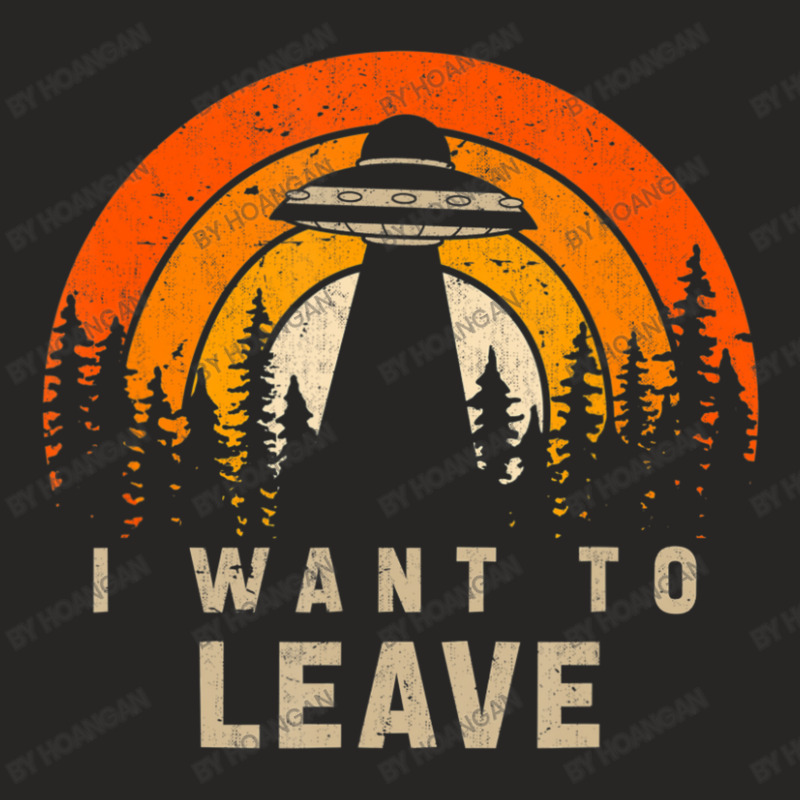 I Want To Leave Ufo Abduction Retro Sunset Alien Ladies Fitted T-Shirt by hoangan | Artistshot