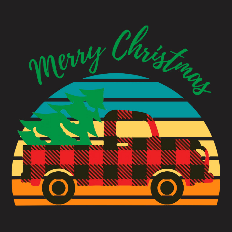 Merry Christmas Truck Tree Red Plaid Merry Christmas Truck Tree Red Pl T-Shirt by kerchingparticular | Artistshot