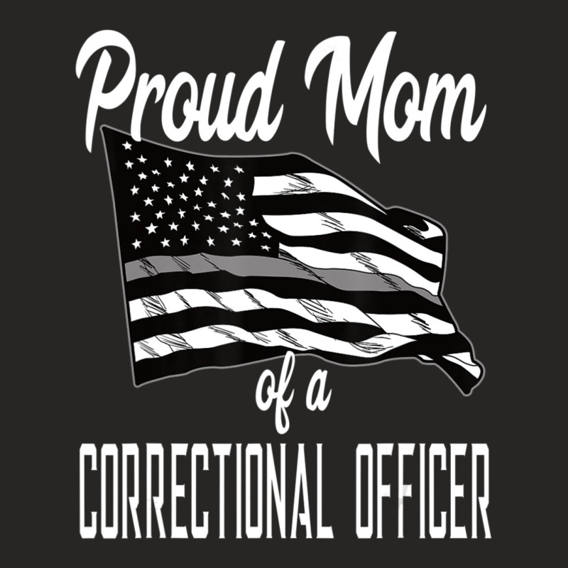 Correctional Officer Mom Quote Thin Silver Line Flag Mother Ladies Fitted T-Shirt by cm-arts | Artistshot