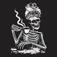 Skeleton Coffee Messy Bun   Front Design Premium T Shirt T-shirt | Artistshot