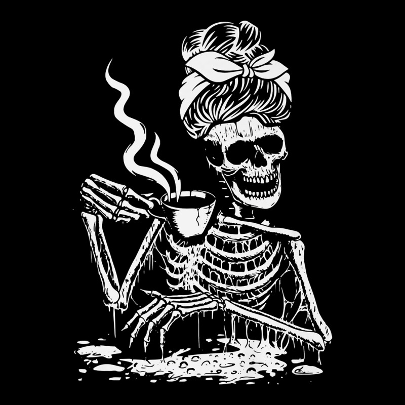 Skeleton Coffee Messy Bun   Front Design Premium T Shirt Long Sleeve Shirts by maecopaharo | Artistshot