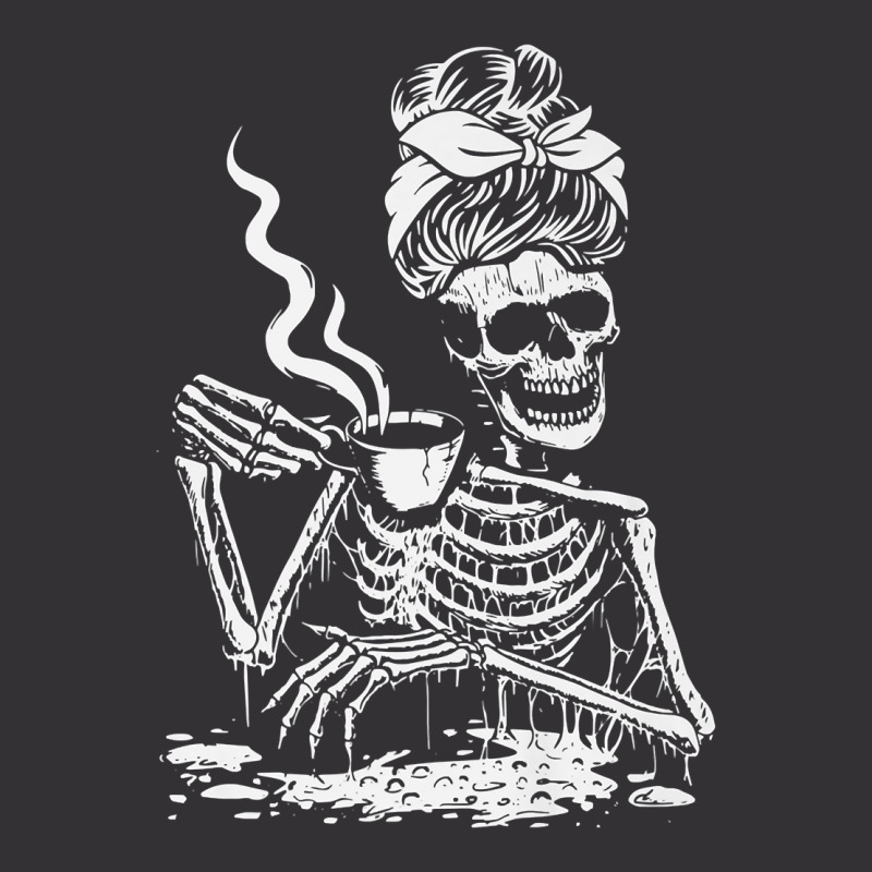 Skeleton Coffee Messy Bun   Front Design Premium T Shirt Vintage Hoodie by maecopaharo | Artistshot