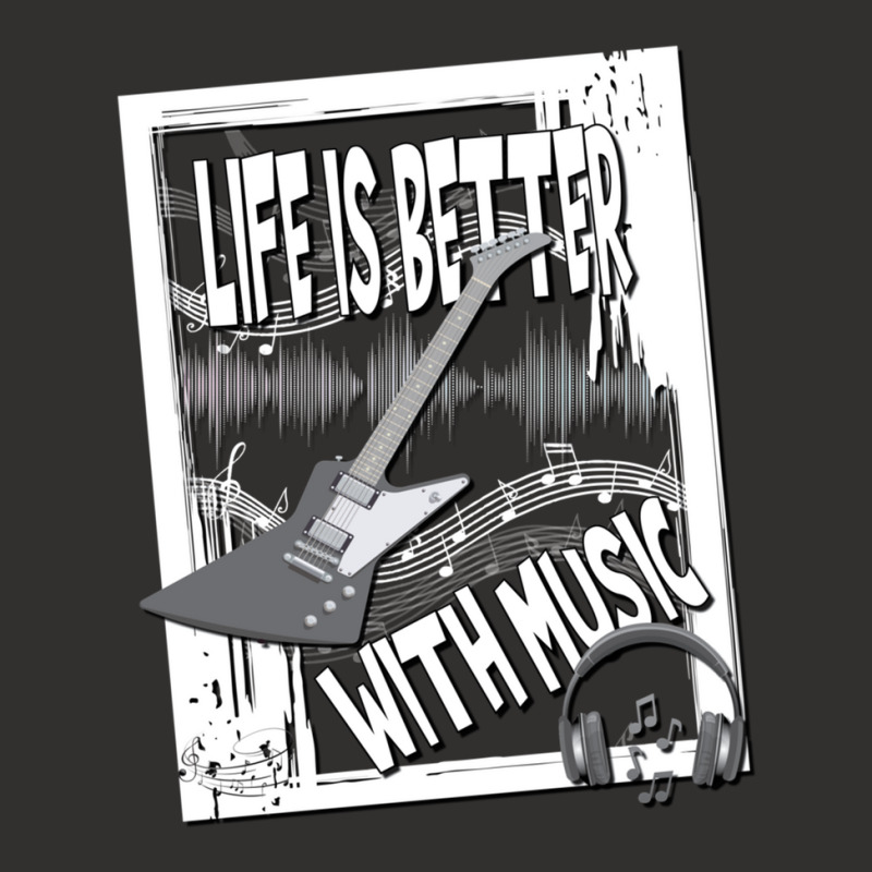 Life Is Better With Music Notes Guitar Headphone Graphics Champion Hoodie | Artistshot