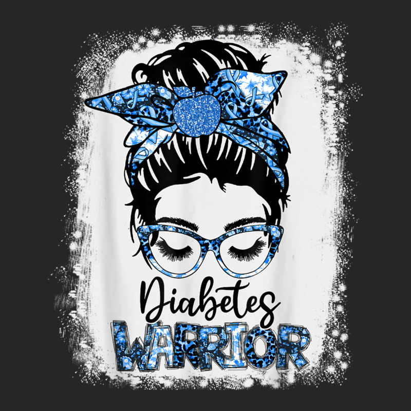 Type 1 Diabetes Warrior Blue Messy Bun Teacher Life Bleached Ladies Fitted T-Shirt by Fashonus | Artistshot