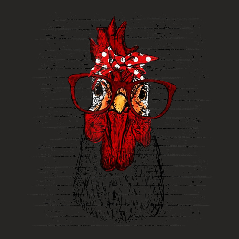 Chicken With Bandana Headband And Glasses Cute Ladies Fitted T-Shirt by WillettaIngber | Artistshot