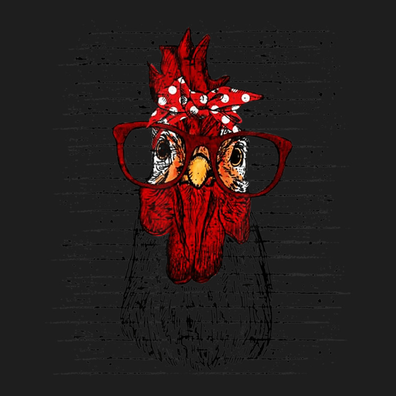 Chicken With Bandana Headband And Glasses Cute Classic T-shirt by WillettaIngber | Artistshot