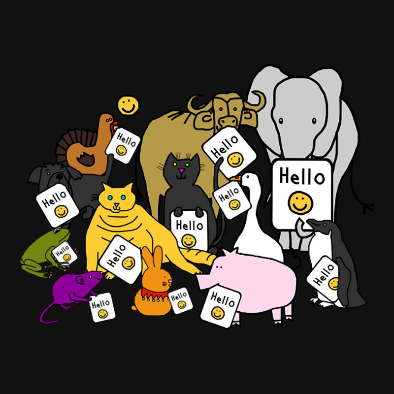 Group Of Cute Animals Say Hello Graphic Youth T-shirt | Artistshot