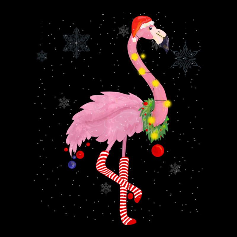 Cute Pink Flamingo With Snow, Lights And Santa Hat Christmas Women's V-Neck T-Shirt by behindcedar22 | Artistshot