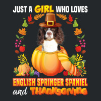 Just A Girl Who Loves English Springer Spaniel Thanksgiving Crewneck Sweatshirt | Artistshot