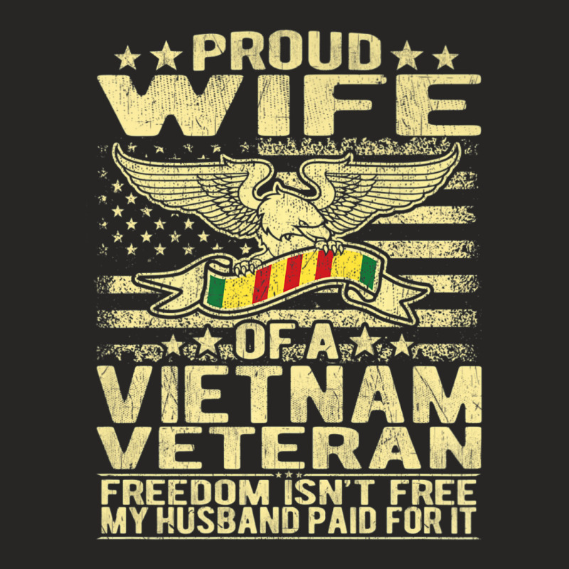 Freedom Isn't Free Proud Wife Of A Vietnam Veteran Ribbon Ladies Fitted T-Shirt by cm-arts | Artistshot