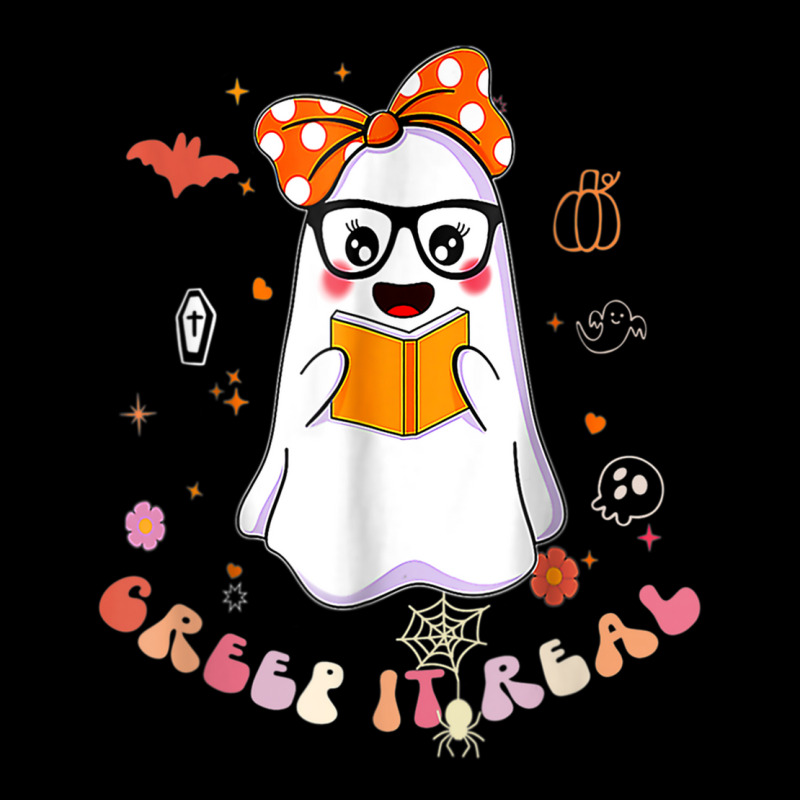 Groovy Halloween Creep It Real Funny Ghost Reading Baby Tee by Color | Artistshot