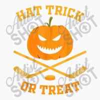 Hat Trick Or Treat Funny Pumpkin Ice Hockey Halloween T-shirt | Artistshot